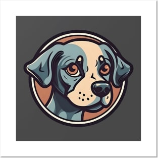 Cartoon dog head logo in circle Posters and Art